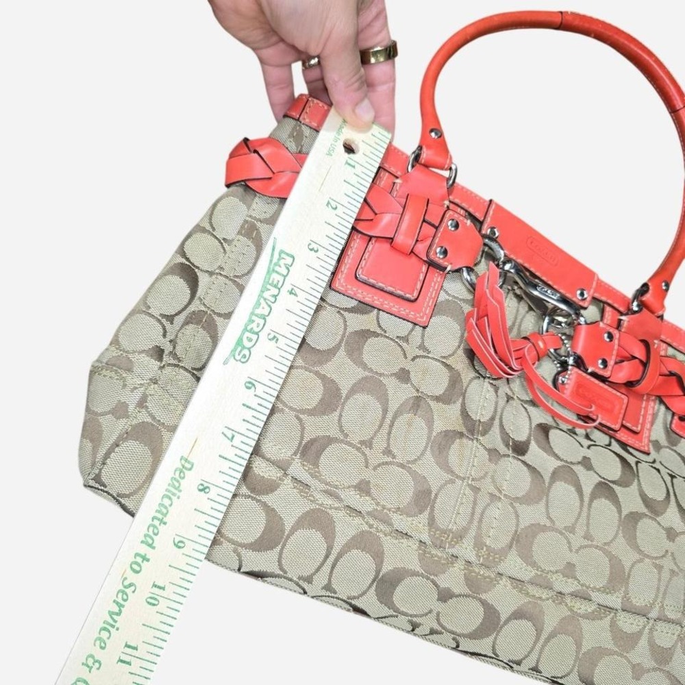 Coach Signature‎ Canvas Satchel Handbag Red Leather Trim Shoulder Bag
#coachbag - Picture 6 of 7